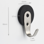 Magnet neodim D43 argintiu, carlig simplu