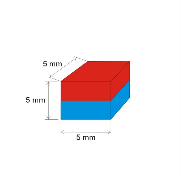 Magnet neodim bloc 5x5x5 mm Au 80 °C - imagine 2