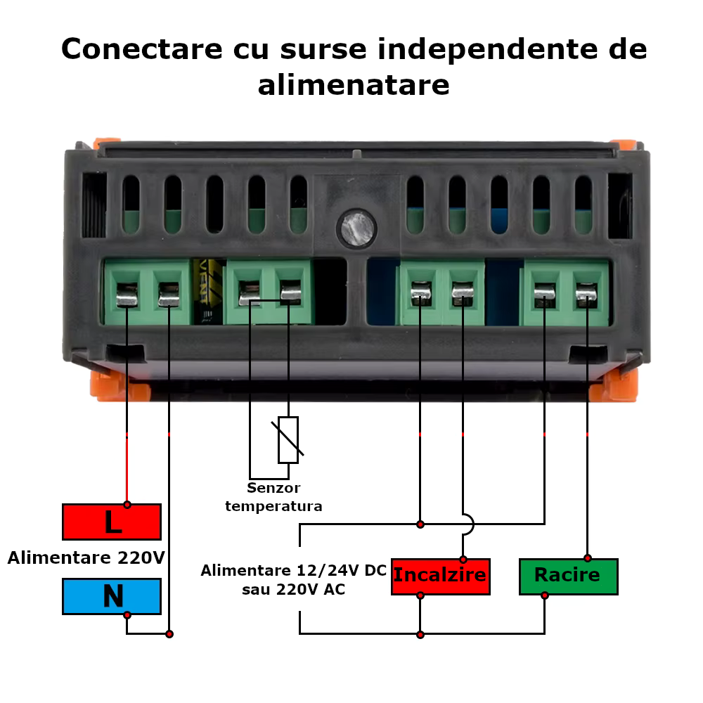 Termostat digital Temark STC-1000, 2 relee Racire/Incalzire, contacte uscate, sonda NTC inox 1m, 220V AC - imagine 5