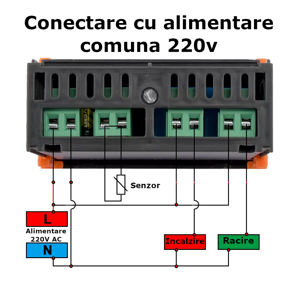 Termostat digital Temark STC-1000, 2 relee Racire/Incalzire, contacte uscate, sonda NTC inox 1m, 220V AC - imagine 6