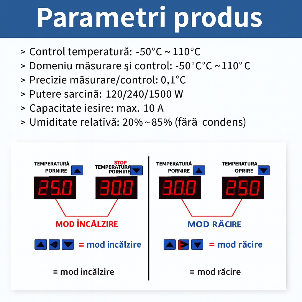 Termostat digital Temark W3001, senzor NTC, -50~110C, 220V, dimensiuni 59, 5x44, 5x31mm - imagine 7