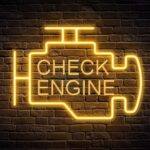 Reclama luminoasa LED Neon Check Engine, Temark, portocalie, 30x22.5cm