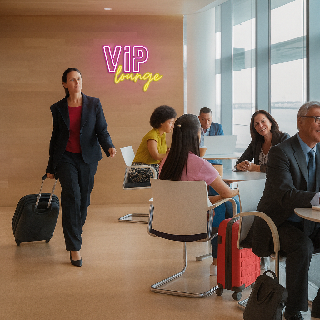 Panou Neon LED „VIP lounge” roz/fucsia si galben cald, 40x30cm — decor premium cu o nota de exclusivitate, reclama luminoasa Temark® - imagine 6