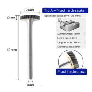 Freza pentru metal profesionala Temark®, Tungsten Carbura model A2