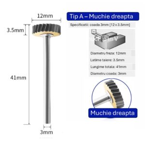 Freza pentru metal profesionala Temark®, Tungsten Carbura model A3.5