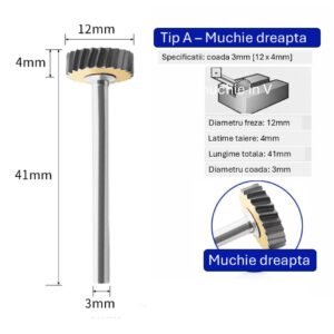 Freza pentru metal profesionala Temark®, Tungsten Carbura model A4