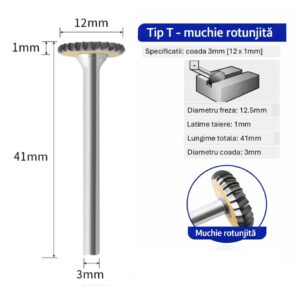 Freza pentru metal profesionala Temark®, Tungsten Carbura model T1