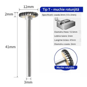 Freza pentru metal profesionala Temark®, Tungsten Carbura model T2