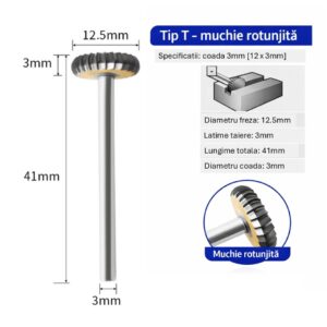 Freza pentru metal profesionala Temark®, Tungsten Carbura model T3