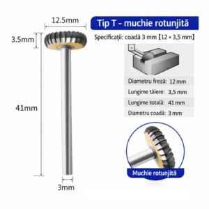 Freza pentru metal profesionala Temark®, Tungsten Carbura model T3.5