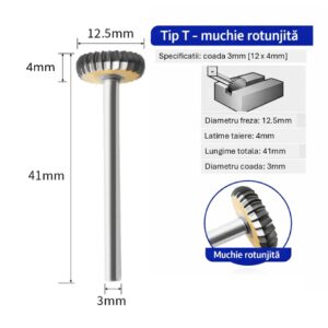 Freza pentru metal profesionala Temark®, Tungsten Carbura model T4