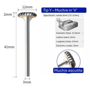 Freza pentru metal profesionala Temark®, Tungsten Carbura model Y2