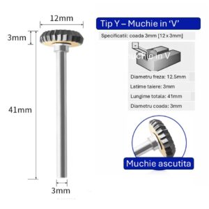 Freza pentru metal profesionala Temark®, Tungsten Carbura model Y3