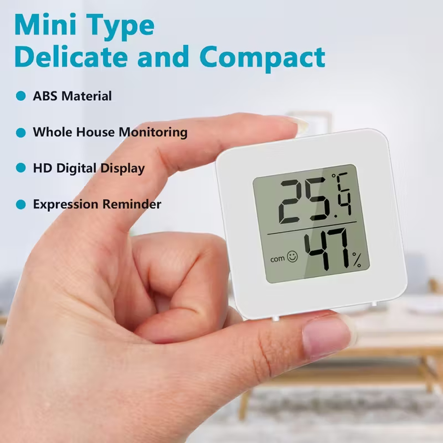 Termometru digital compact Temark cu afisaj LCD pentru temperatura si umiditate