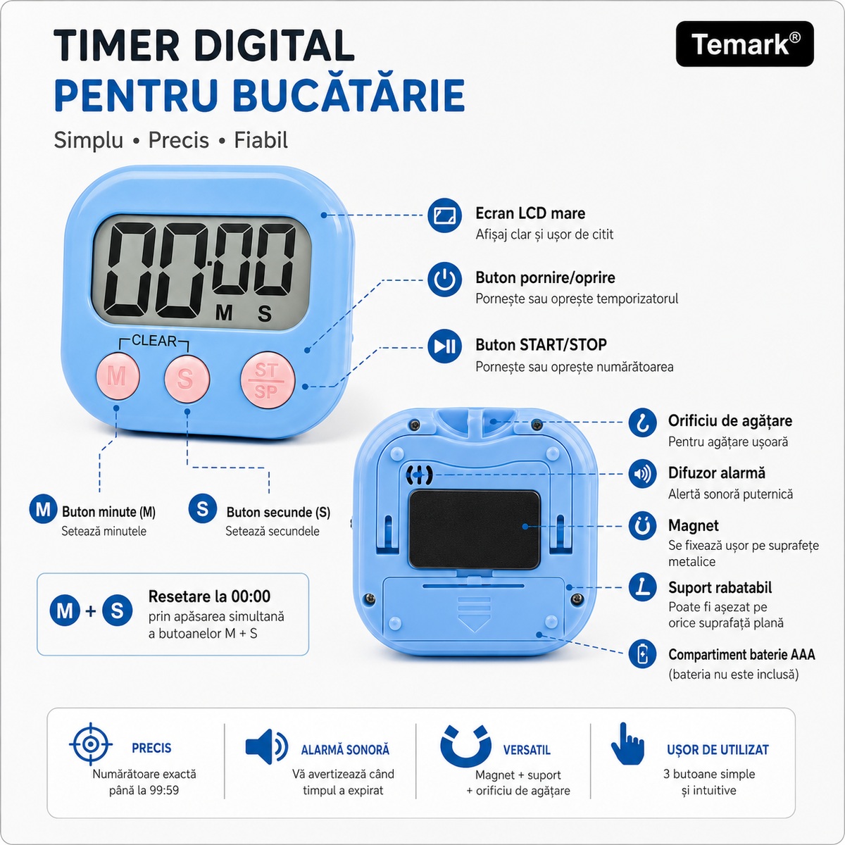 Timer digital Temark TMK-CR-1 - funcții și montare