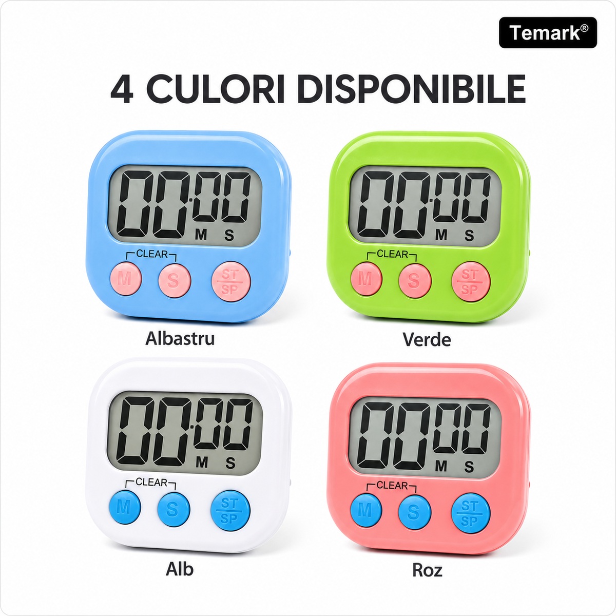 Timer digital TMK-CR-1 disponibil în patru culori