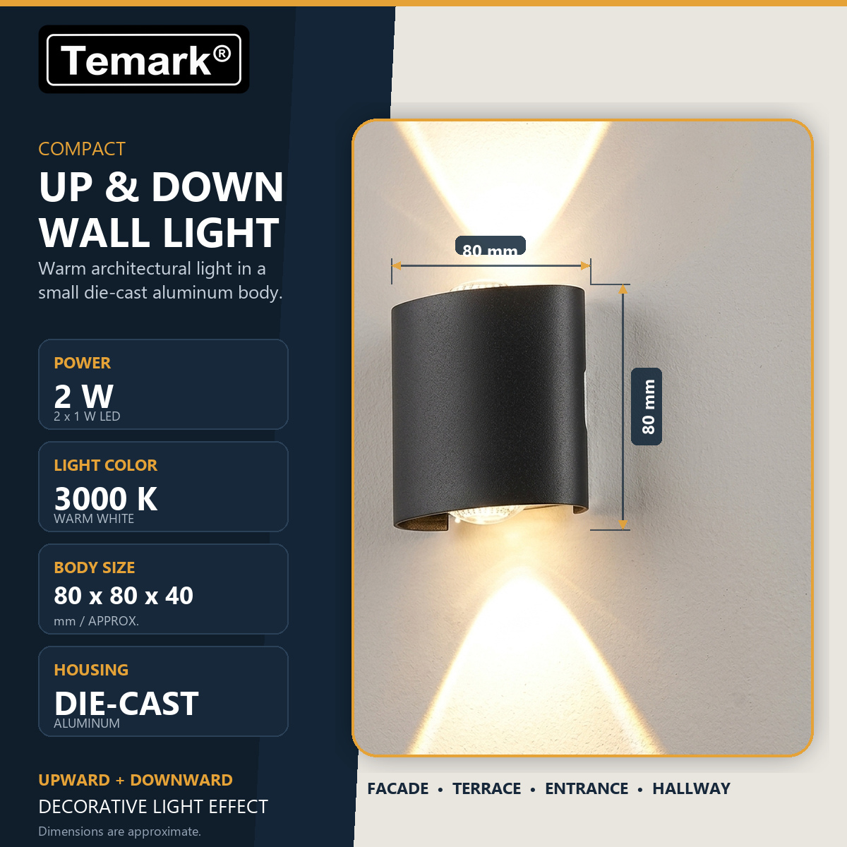 TMK-LP100 - dimensiuni și design aplică de perete