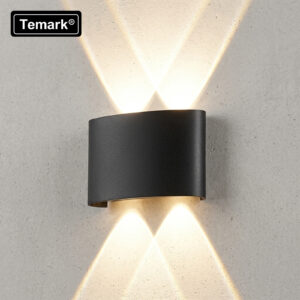 Aplică LED de exterior TEMARK TMK-LP200, 4 W (4 × 1 W), 3000K, lumină sus-jos, negru
