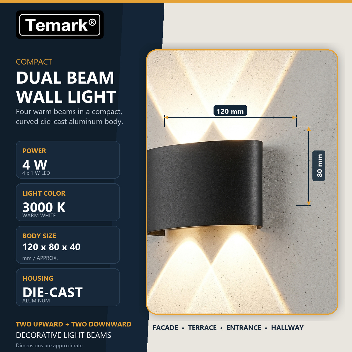 TMK-LP200 - dimensiuni și design aplică de perete