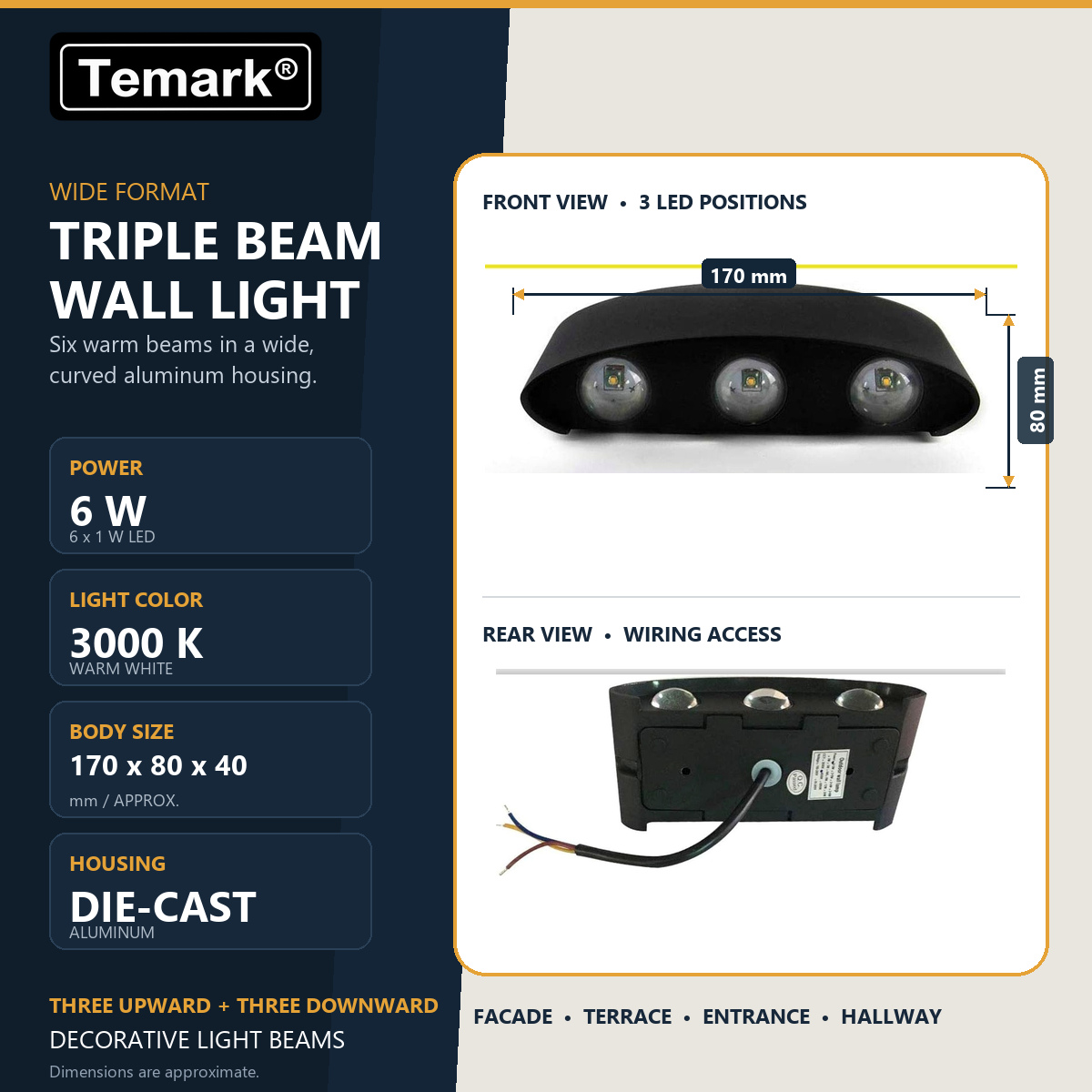 TMK-LP300 - dimensiuni și design aplică de perete
