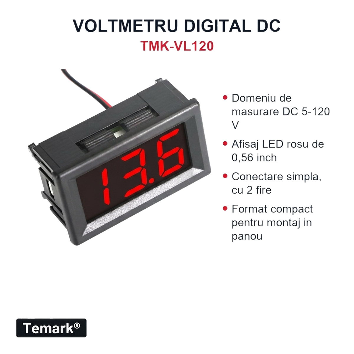 Voltmetru digital DC Temark TMK-VL120 - 1 bucată