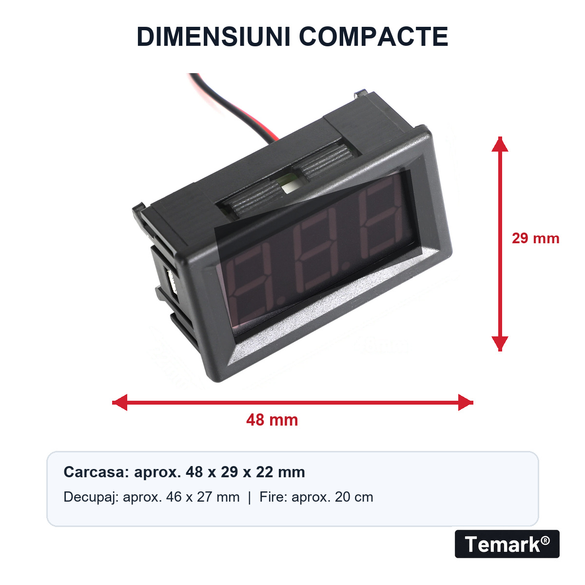Dimensiuni carcasa și decupaj voltmetru panou