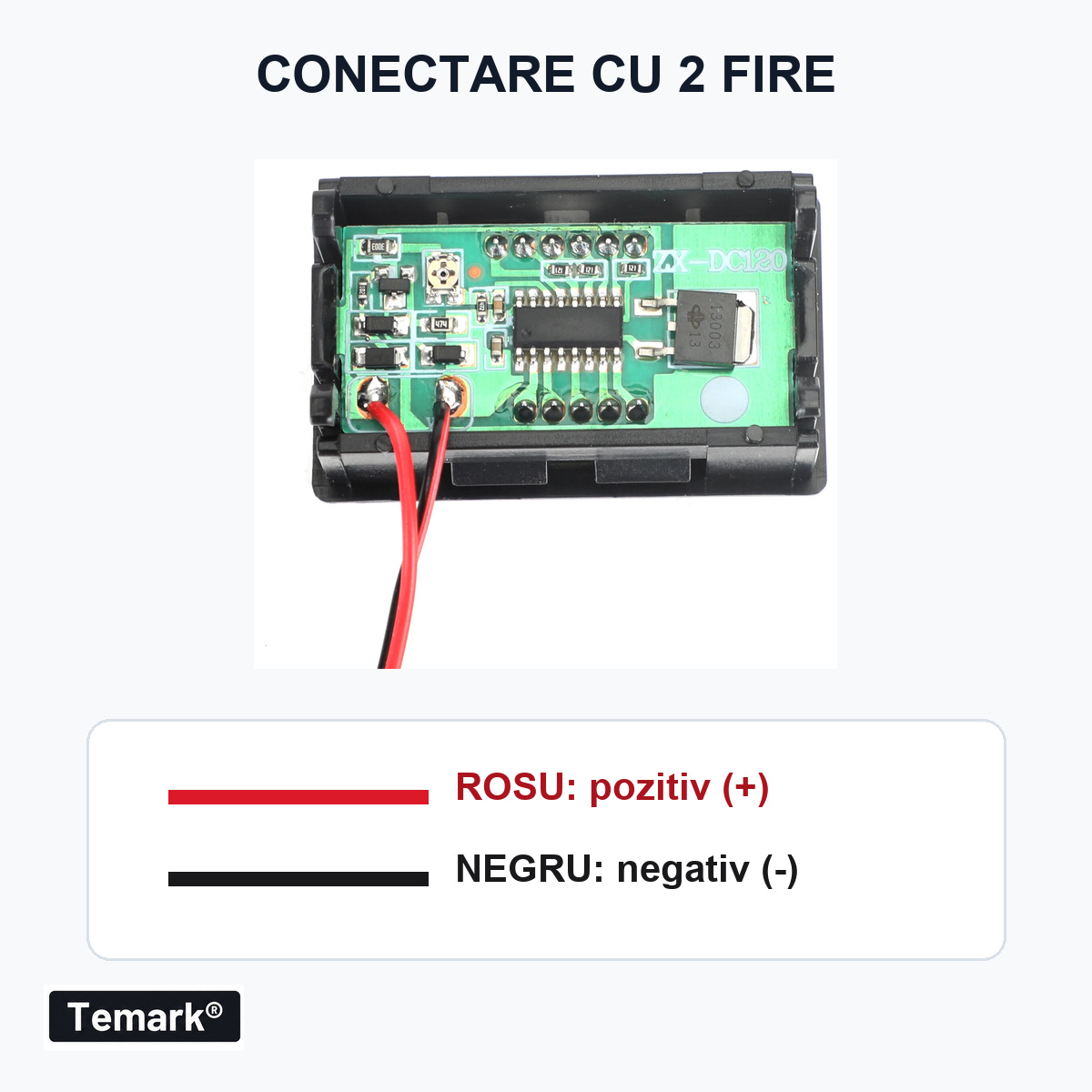 Conectare voltmetru cu două fire și polaritate