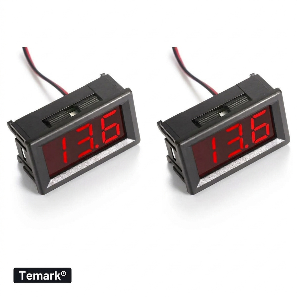 Voltmetru digital DC Temark TMK-VL120, 5-120 V, LED roșu 0,56 inch, montaj în panou - imagine 2